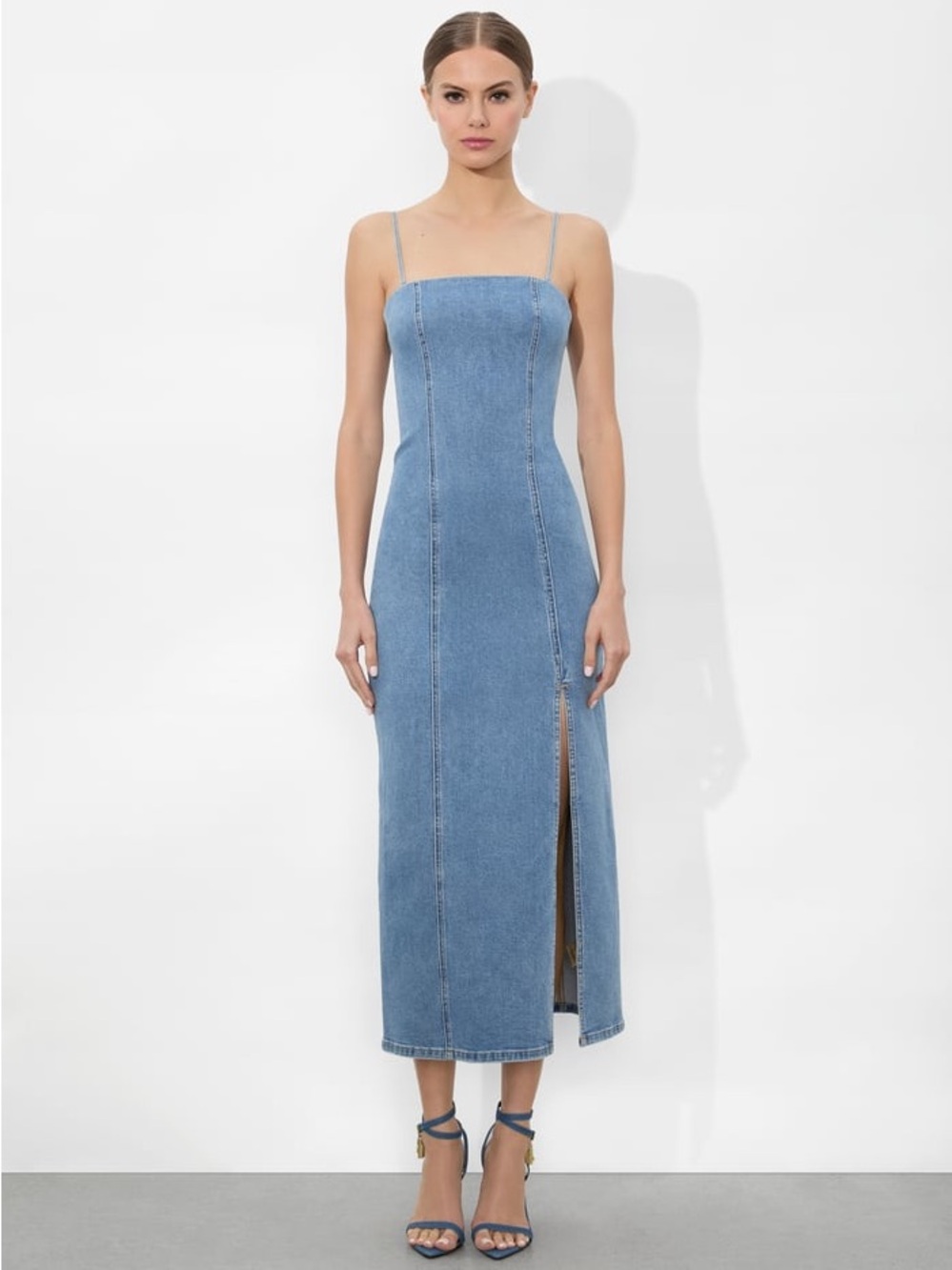 Alice + Olivia Nakisha Midi Dress Denim 8